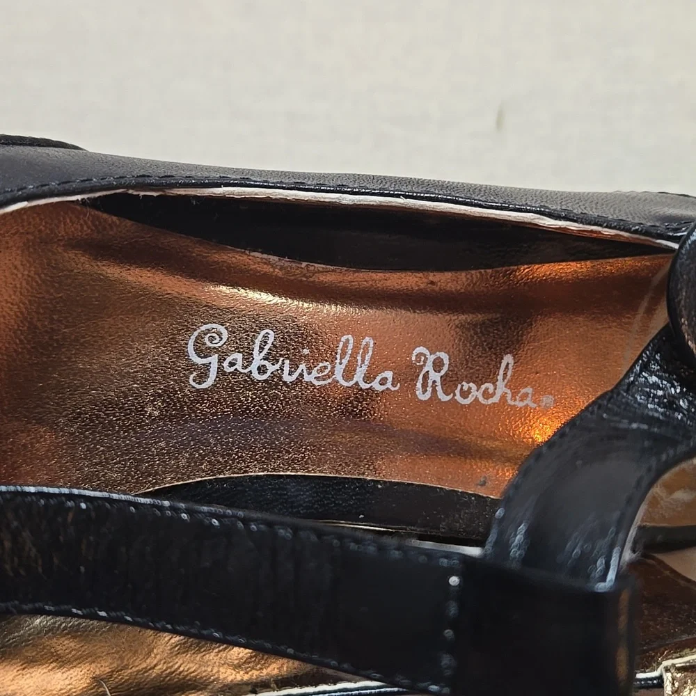 Black leather 3 inch heels size 8w,Gabriella Rocha - Picture 7 of 8